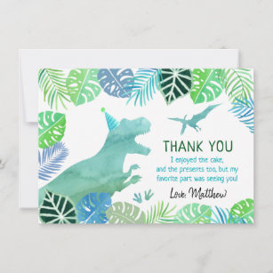 T-Rex Dinosaur Greenery Birthday Bedankkaart
