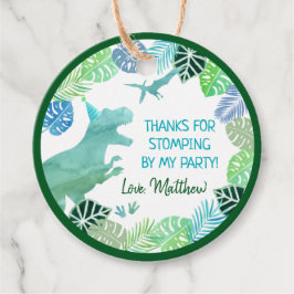 T-Rex Dinosaur Greenery Birthday Dank u Bedankjes Labels