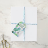 T-Rex Dinosaur Greenery Birthday Dank u Cadeaulabel (Met Touw)