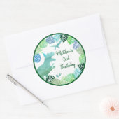 T-Rex Dinosaur Greenery Birthday Ronde Sticker (Envelop)