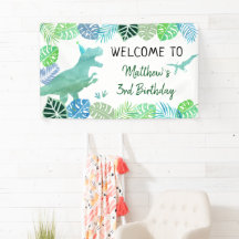 T-Rex Dinosaur Greenery Birthday