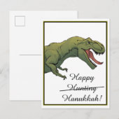 T-Rex Dinosaur Hanukkah Wenskaart Briefkaart (Voorkant / Achterkant)