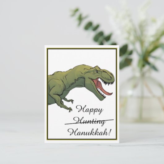 T-Rex Dinosaur Hanukkah Wenskaart Briefkaart (Staand voorkant)