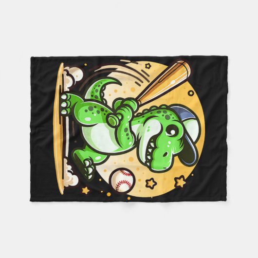 T-rex Dinosaur Hitting Sell Softll Player Boys Gir Fleece Deken (Voorkant (Horizontaal))