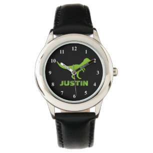 T rex dinosaur horloge gepersonaliseerd met kinder