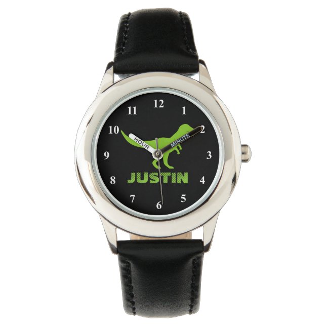 T rex dinosaur horloge gepersonaliseerd met kinder (Voorkant)