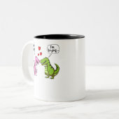 T-Rex Dinosaur Hug me Funny Couke Tweekleurige Koffiemok (Voorkant links)
