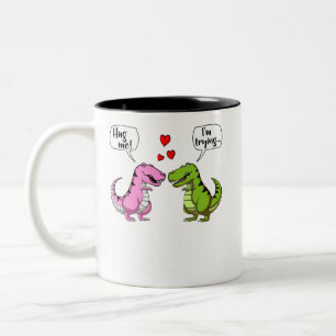 T-Rex Dinosaur Hug me Funny Couke Tweekleurige Koffiemok