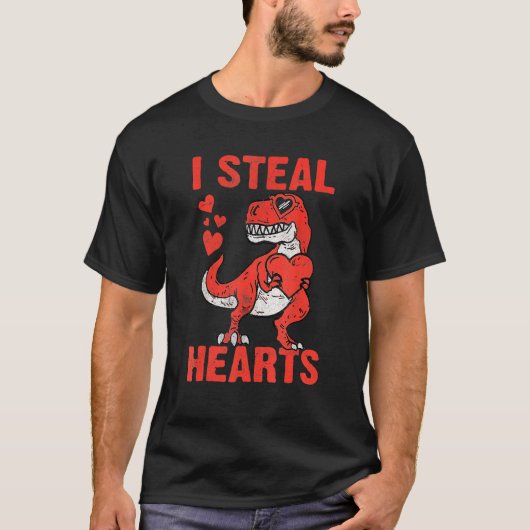 T Rex Dinosaur I Steal Hearts Valentines Day Boy K T-shirt (Voorkant)