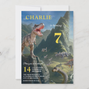 T-Rex Dinosaur Island Boy's Birthday Invitation Kaart