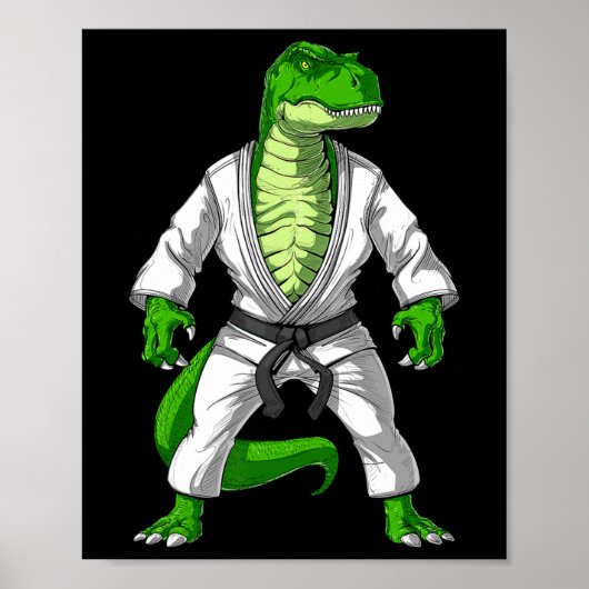 T-rex Dinosaur Jiu-jitsu Judo Karate Taekwondo Mar Poster (Voorkant)