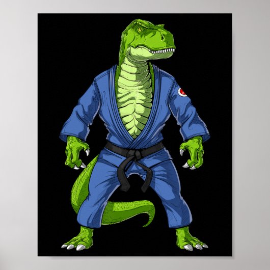 T-rex Dinosaur Jiu-jitsu Judo Ninja Martial Arts K Poster (Voorkant)