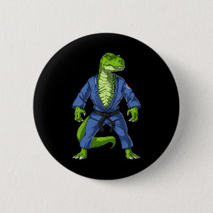 T-rex Dinosaur Jiu-jitsu Judo Ninja Martial Arts K Ronde Button 5,7 Cm