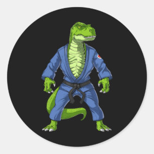 T-rex Dinosaur Jiu-jitsu Judo Ninja Vechtkunst K Ronde Sticker