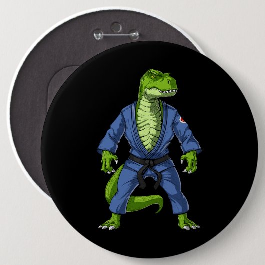 T-Rex Dinosaur Jiu-Jitsu Ronde Button 6,0 Cm (Voorkant /achterkant)