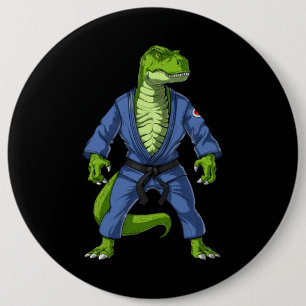 T-Rex Dinosaur Jiu-Jitsu Ronde Button 6,0 Cm