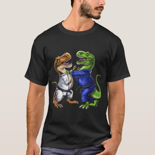 T-Rex Dinosaur Jiu-Jitsu Worstelaars T-shirt (Voorkant)