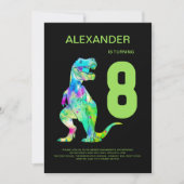 T-Rex Dinosaur Jongens 8e Verjaardagsfeestje Kaart (Voorkant)