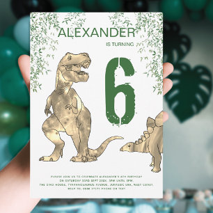 T-Rex Dinosaur Jungle 6e Verjaardagsfeestje Kaart