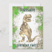 T-Rex Dinosaur Jungle Verjaardagsfeest Foto Kaart (Achterkant)