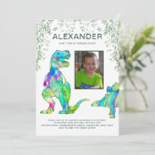 T-Rex Dinosaur Jungle Verjaardagsfeestje Kaart (Staand voorkant)