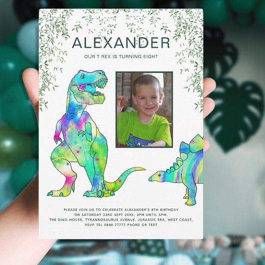 T-Rex Dinosaur Jungle Verjaardagsfeestje Kaart