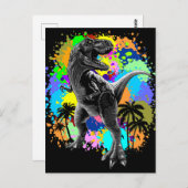 T-Rex Dinosaur Jurassic Reptile on Paint Stains Briefkaart (Voorkant / Achterkant)