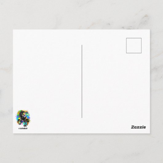 T-Rex Dinosaur Jurassic Reptile on Paint Stains Briefkaart (Achterkant)