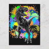T-Rex Dinosaur Jurassic Reptile on Paint Stains Briefkaart (Voorkant)