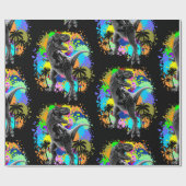 T-Rex Dinosaur Jurassic Reptile on Paint Stains Cadeaupapier (Vlak)