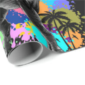 T-Rex Dinosaur Jurassic Reptile on Paint Stains Cadeaupapier (Rol Hoek)