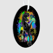 T-Rex Dinosaur Jurassic Reptile on Paint Stains Ornament (voorkant)