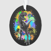 T-Rex Dinosaur Jurassic Reptile on Paint Stains Ornament (voorkant)