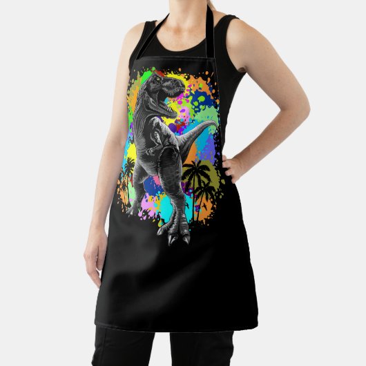 T-Rex Dinosaur Jurassic Reptile on Paint Stains Schort (Insitu)