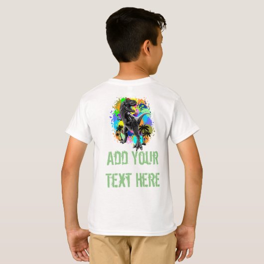 T-Rex Dinosaur Jurassic Reptile on Paint Stains T-shirt (Achterkant volledig)