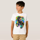 T-Rex Dinosaur Jurassic Reptile on Paint Stains T-shirt (Voorkant volledig)