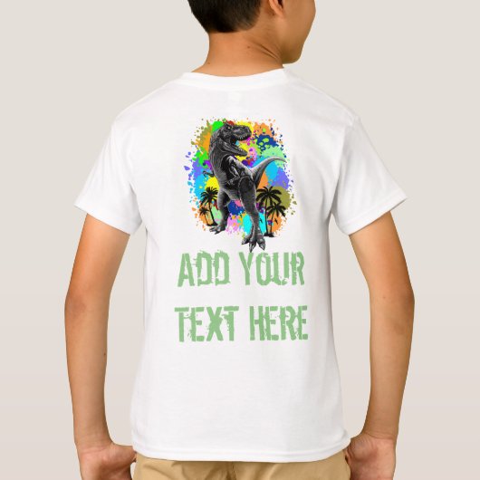 T-Rex Dinosaur Jurassic Reptile on Paint Stains T-shirt (Achterkant)