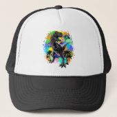 T-Rex Dinosaur Jurassic Reptile on Paint Stains Trucker Pet (Voorkant)