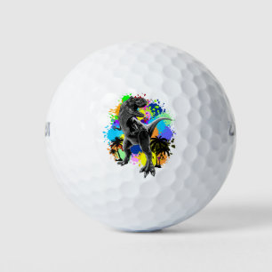 T-Rex Dinosaur Jurassic Reptile on Surreal Rainbow Golfballen