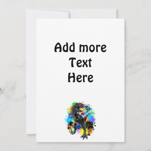 T-Rex Dinosaur Jurassic Reptile on Surreal Rainbow Kaart (Achterkant)