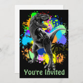 T-Rex Dinosaur Jurassic Reptile on Surreal Rainbow Kaart (Voorkant / Achterkant)