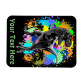 T-Rex Dinosaur Jurassic Reptile on Surreal Rainbow Magneet (Horizontaal)