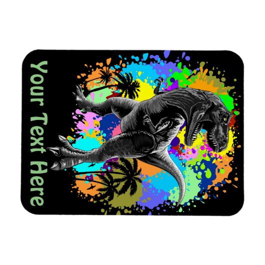 T-Rex Dinosaur Jurassic Reptile on Surreal Rainbow Magneet (Horizontaal)