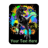 T-Rex Dinosaur Jurassic Reptile on Surreal Rainbow Magneet (Verticaal)
