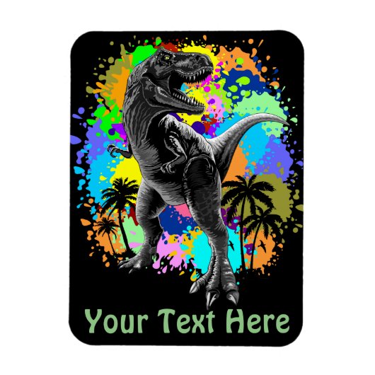 T-Rex Dinosaur Jurassic Reptile on Surreal Rainbow Magneet (Verticaal)