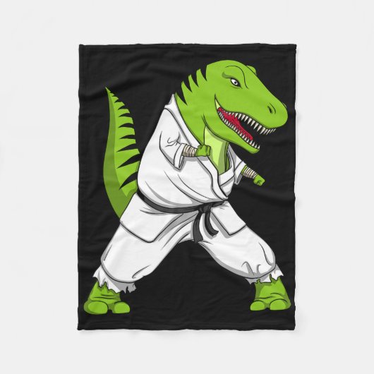 T-rex Dinosaur Karate Kickboksen Vechtkunst Jiu- Fleece Deken (Voorkant)