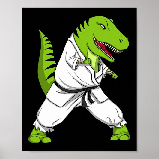 T-rex Dinosaur Karate Kickboxing Martial Arts Jiu- Poster (Voorkant)
