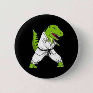 T-rex Dinosaur Karate Kickboxing Martial Arts Jiu- Ronde Button 5,7 Cm