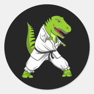 T-rex Dinosaur Karate Kickboxing Martial Arts Jiu- Ronde Sticker