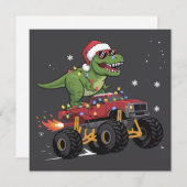 T-Rex Dinosaur Kerst Monster Truck  Feestdagenkaart (Voorkant / Achterkant)